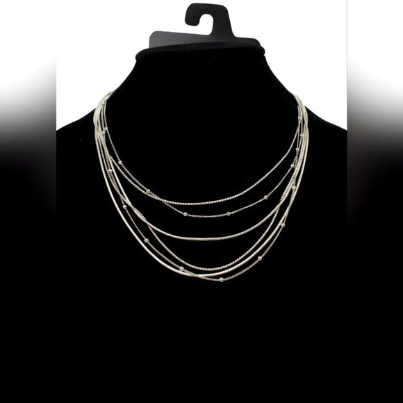 Silver Tone Multi Strand Necklace by Metal NWT 18" - Picture 1 of 2